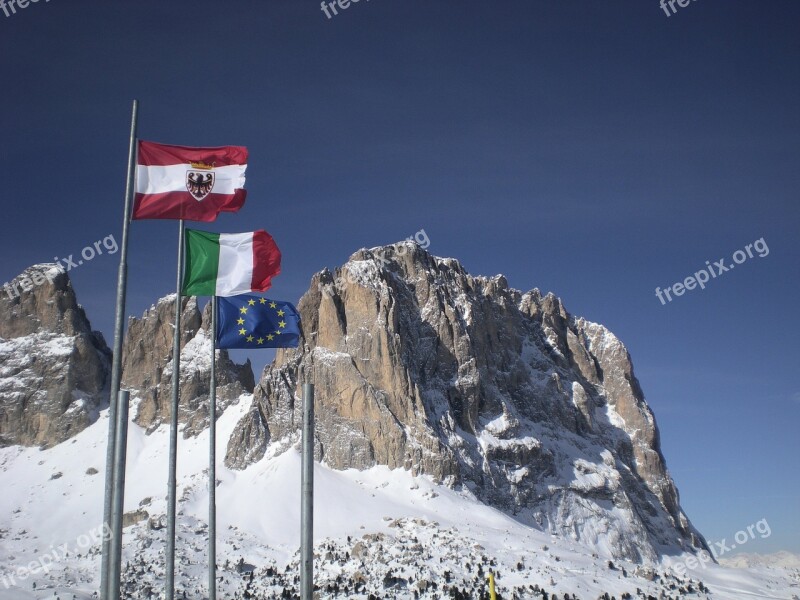 Dolomites Flags Landscape Mountain Europe