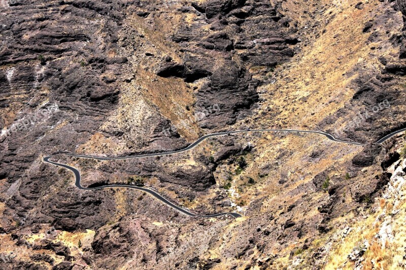 Gran Canaria Street Mountain Pass Serpentines Canary Islands