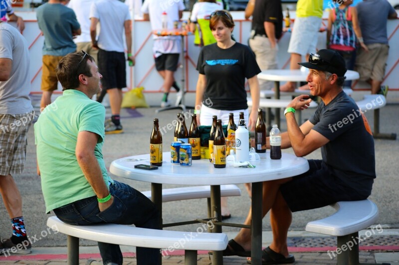 People Outdoors Eating Drinking Table