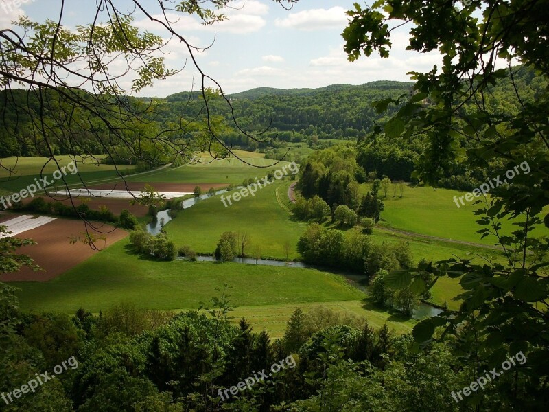 Franconian Switzerland Summer River Landscape Reported Germany