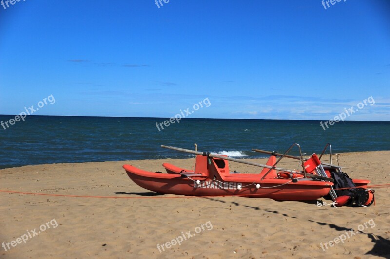 Boat Lifeboat Beach Sea Rowing Boat