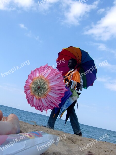 Beach Seller Screens Dealer Africans