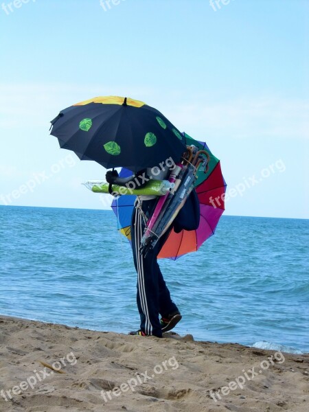 Beach Seller Screens Dealer Africans