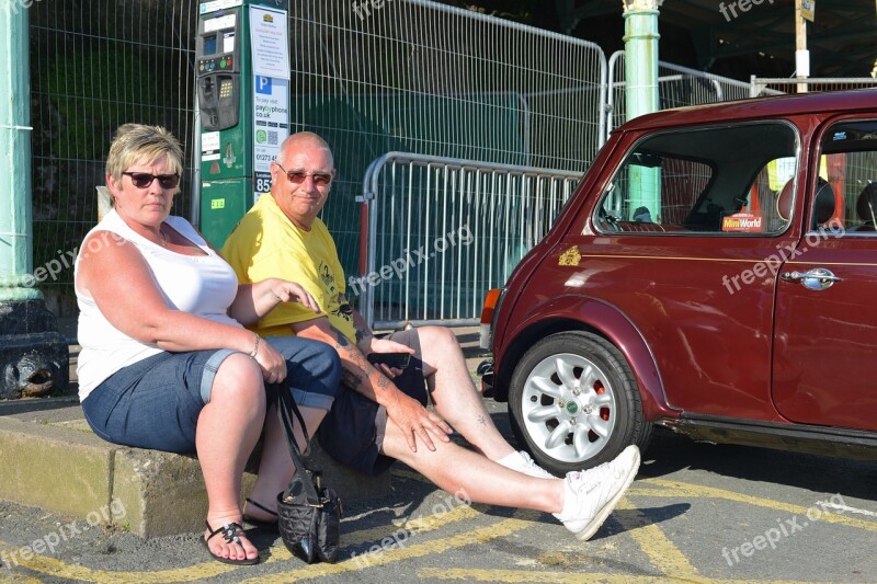 Tourists Driver Couple Mini Car