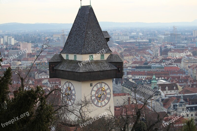 Graz Styria Clock Tower Landmark Austria