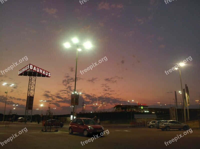 Parking Lot Sunset Mall Dusk Store