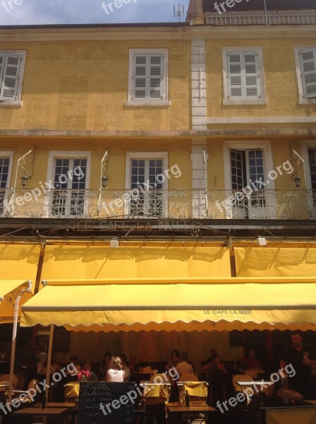 Cafe Arles Yellow Building Windows