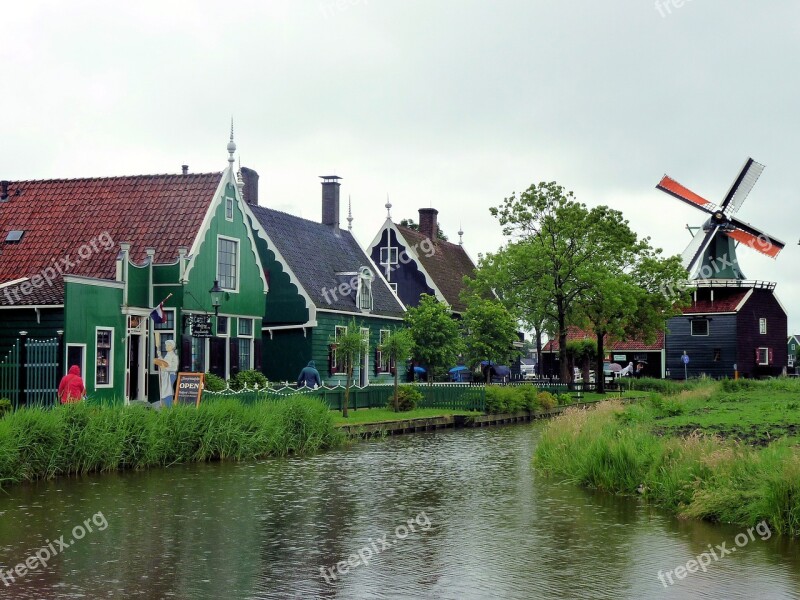 Windmill Holland Netherlands Zaanse Schans Historic