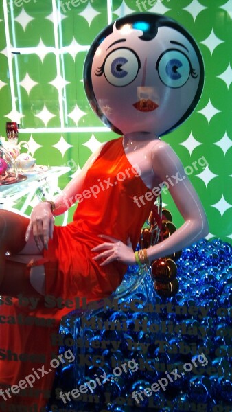 Mannequin Window Woman Red Model