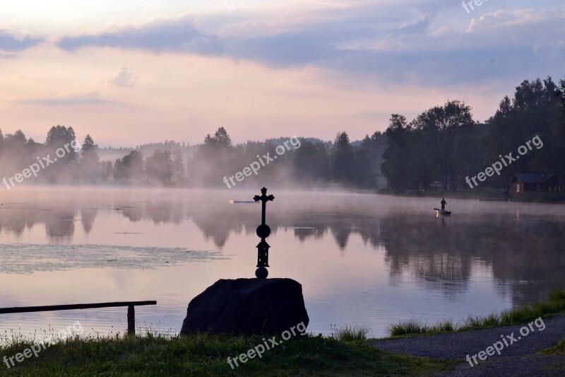 Morning Bayersoien Bavaria Lake Foggy