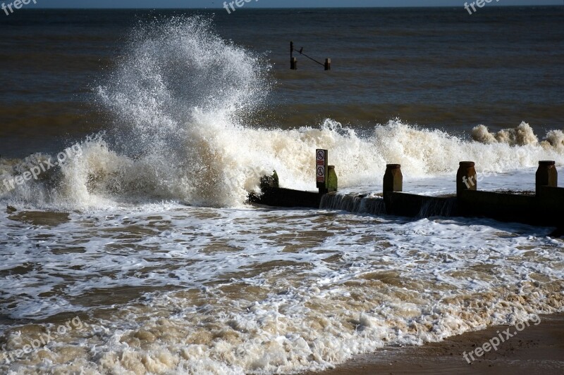 Breakwater North Sea Waves Breakers Shore