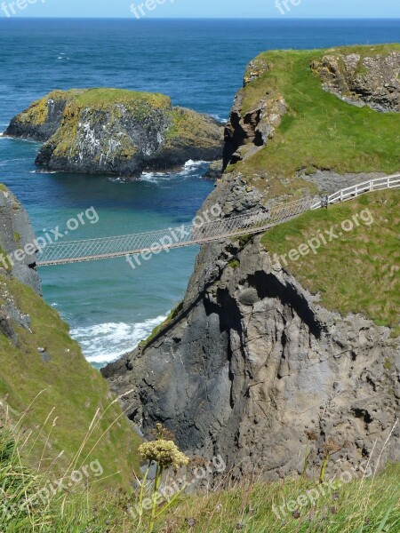 Suspension Bridge Ireland Abyss Carrick-a-rede Free Photos