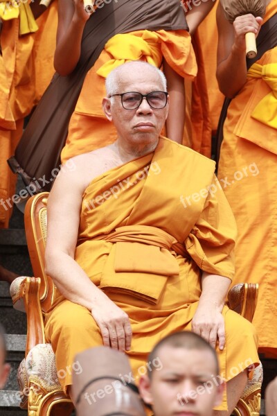 Buddhists Monks Sitting Tradition Ceremony