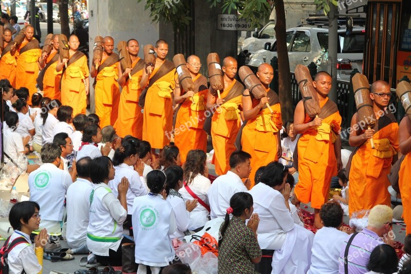 Buddhists Monks Walk Tradition Ceremony