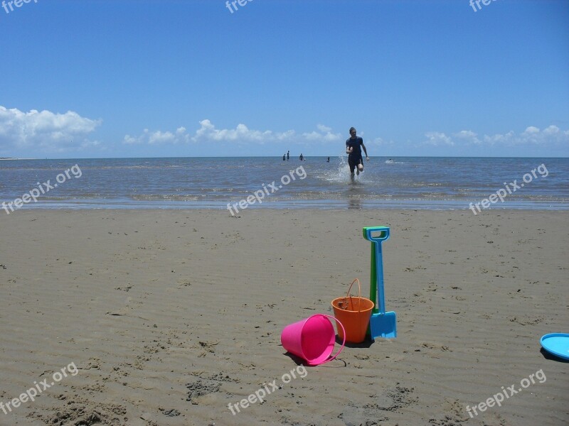 Sand Bucket Spade Sea Ocean