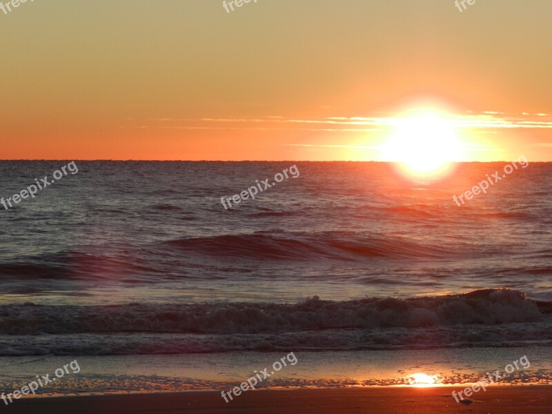 Beach Sunrise Sea Water Sky