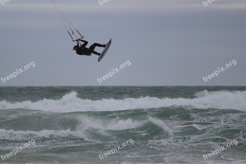 Kite Kiting Sport Take Off Wave