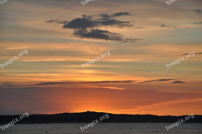 Sunset Sea Sky Clouds świnoujście