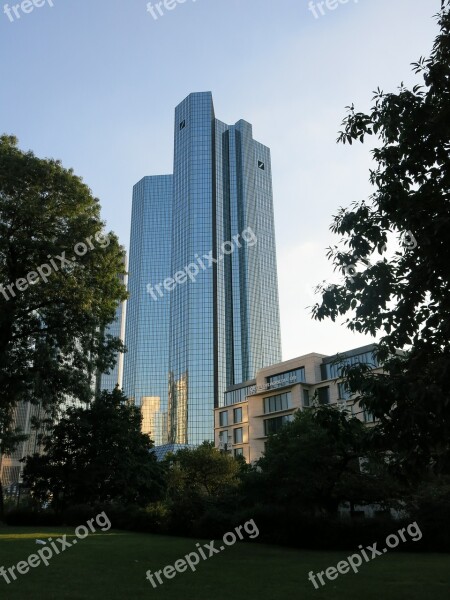 Deutsche Bank Frankfurt Bank Building Glass Architecture Skyscraper