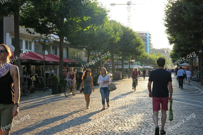 Pedestrian Zone Shopping City Summer Downtown