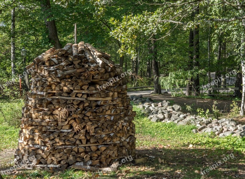 Wood Stack Pile Skansen Stockholm