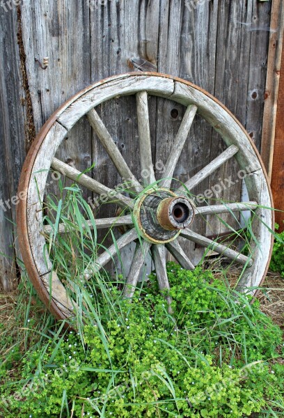 Old Wagon Wheel Wooden Wheel Wood Nostalgia Wagon Wheel