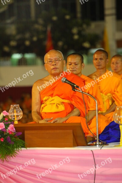 Buddhists Monks Orange Robes Ceremony