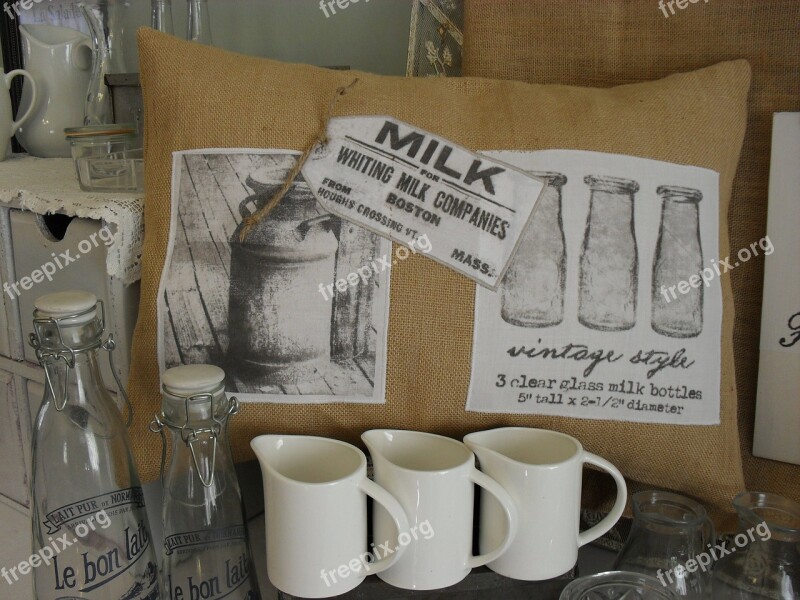 Dairy Milk Decor Jug Burlap