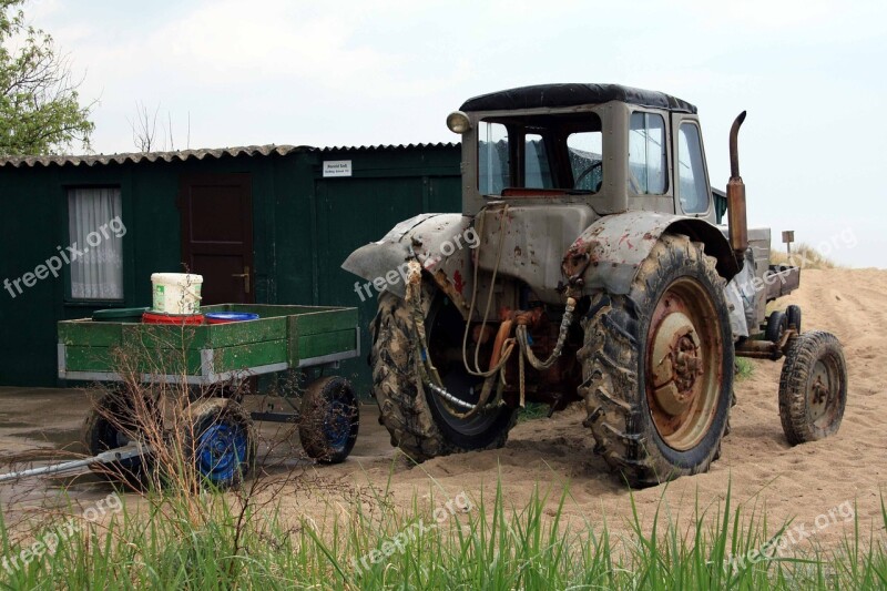 Tractor Usedom Baltic Sea Beach Agriculture