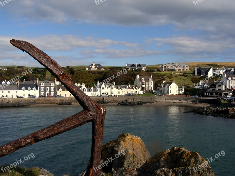 Village Seaside Anchor Coast Sky