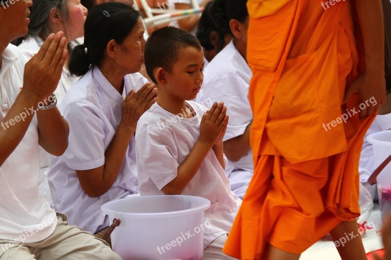 Buddhists Monks Meditate Walk Tradition