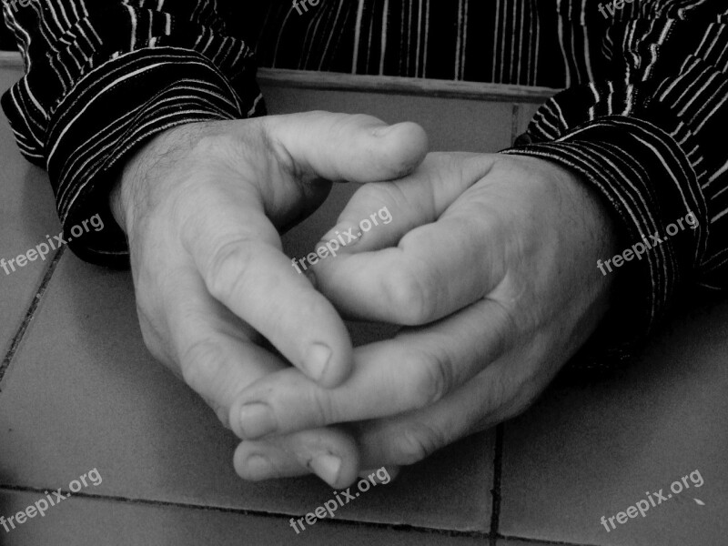 Hand One Hands Black And White Father