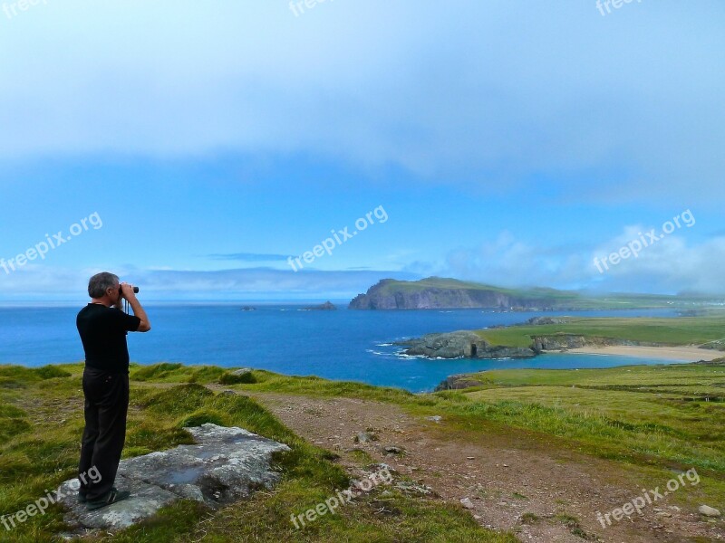 Ring Of Kerry Binoculars Man Looking Spyglass