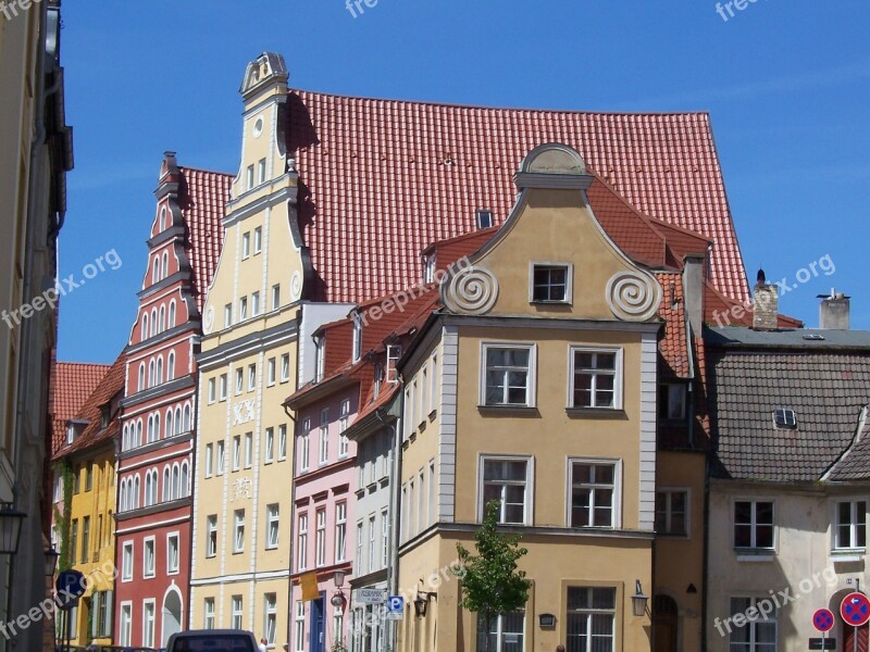 Gabled Houses Hanseatic City City Houses Building