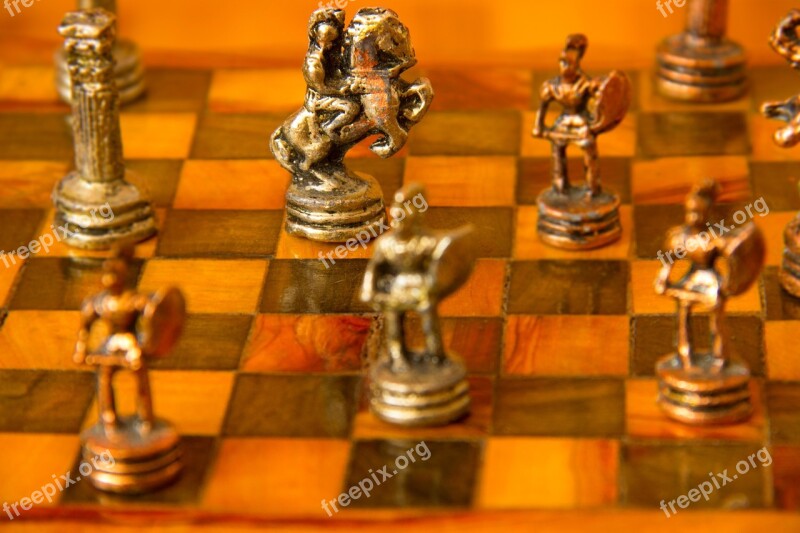 Chess Figurines Checkerboard Knight Free Photos