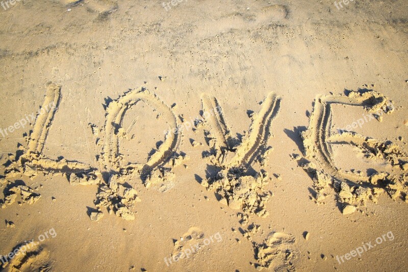 Love Beach Word Sea Romance