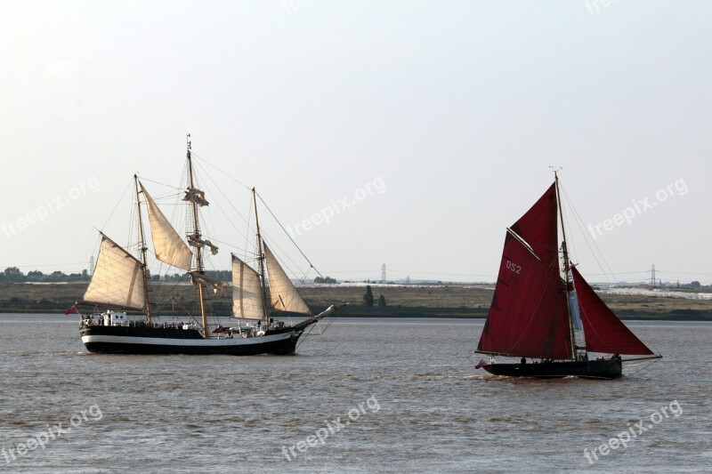 Sailboats Ship Sails Lanyards River