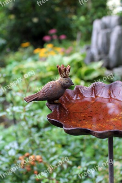 Bird Bath Old Garden Iron Metal