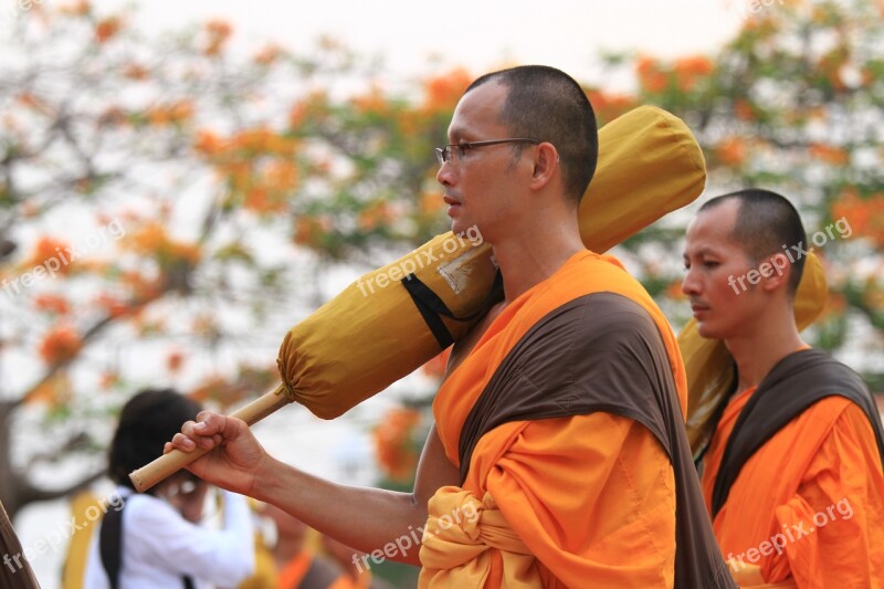 Monks Orange Robes Buddhists Buddhism