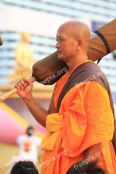 Buddhists Orange Robes Thailand Monks Buddhism