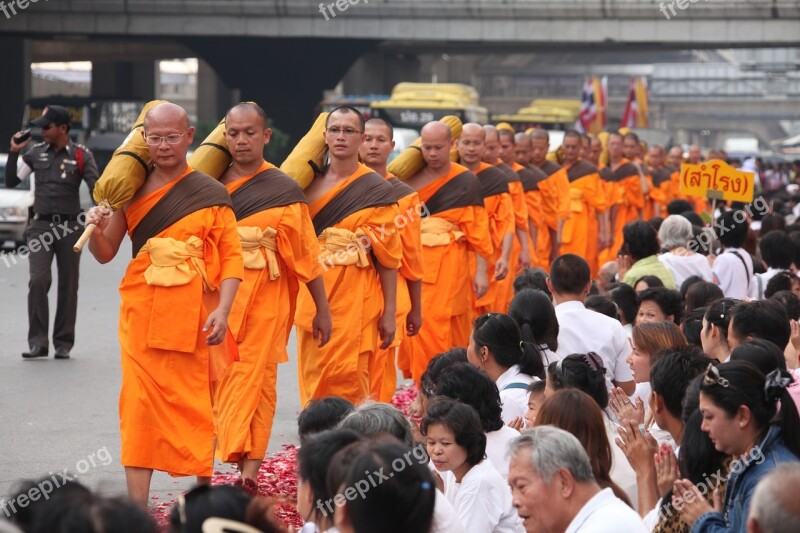 Thailand Buddhists Monks Buddhism Walk