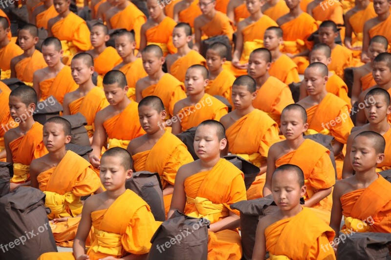 Thailand Buddhists Monks And Novices