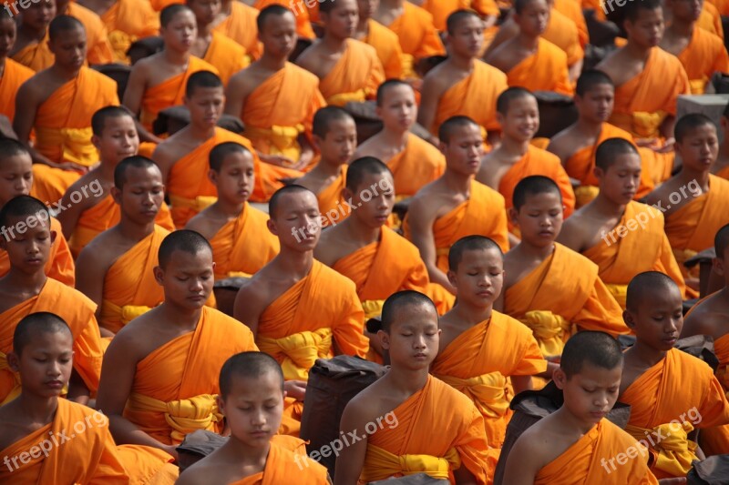 Thailand Buddhists Monks And Novices