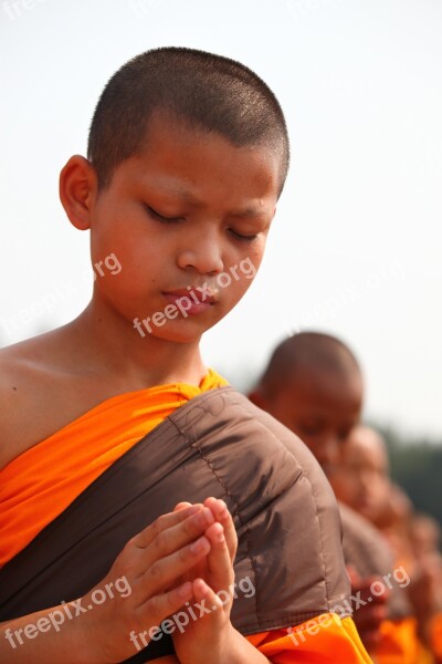 Buddhists Monks Child Prayer Buddhism