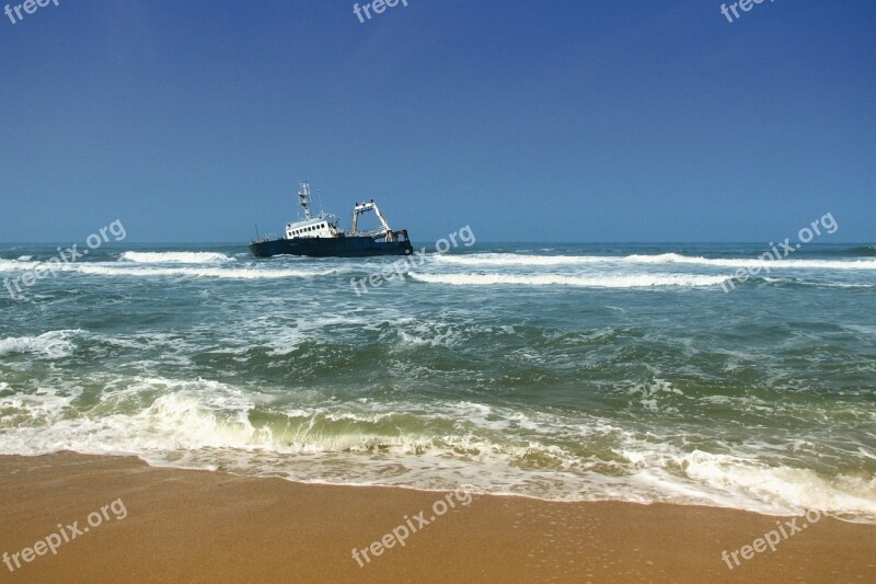 Shipwreck Ocean Sea Vessel Blue