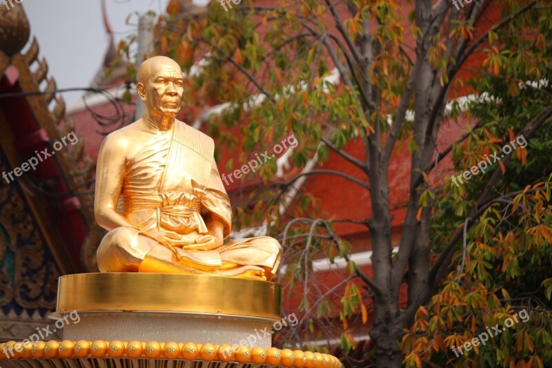 Budha Monk Gold Buddhism Phramongkolthepmuni