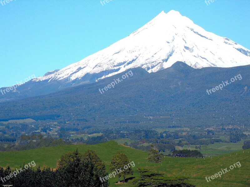 Scenic Landscape Winter Mount Taranaki North Island