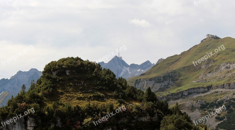 Mountains Alpine Swiss Alps Ebenalp Säntis