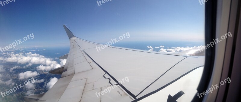 Airplane Wing Clouds Sky Plane