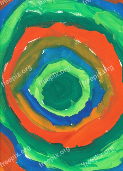 Image Paint Children Drawing Color Circles Watercolor